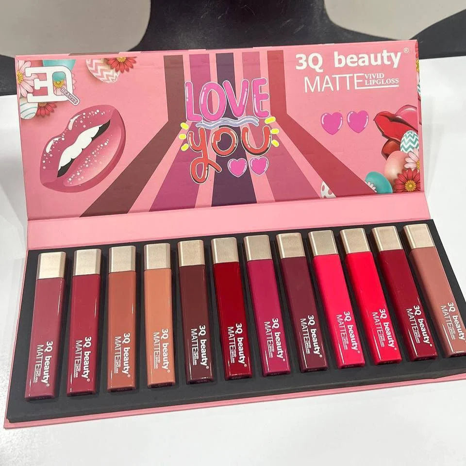 3Q Beauty 12 Color Matte Velvet Lip Gloss Set