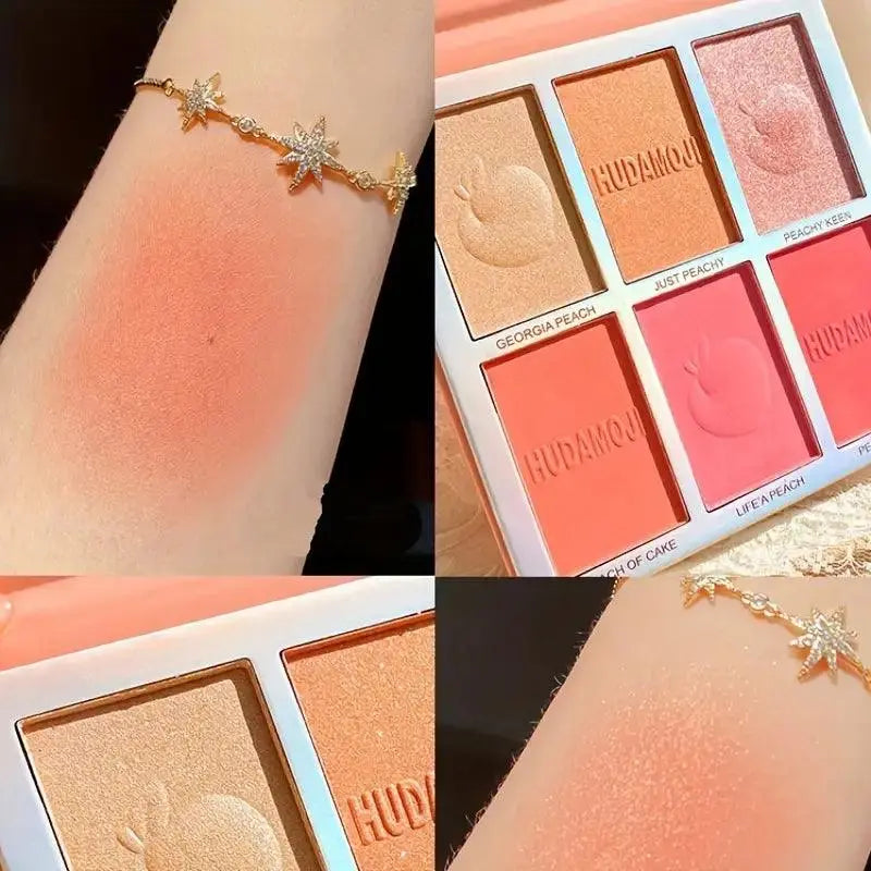 Sale 6 Color Hudamoji Bellini Blush + Highlighter Palette