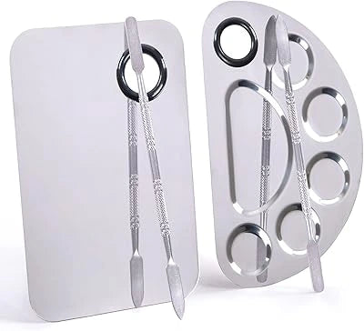 Stainless Steel Makeup Mixing Palette with Spatula