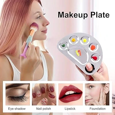 Stainless Steel Makeup Mixing Palette with Spatula