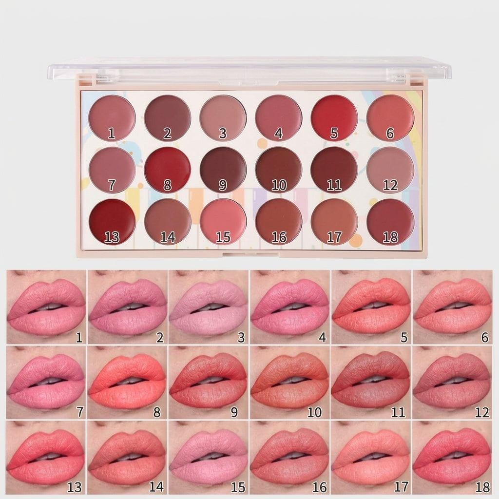 Miss Rose 18 Color Creamy Lipstick Palette