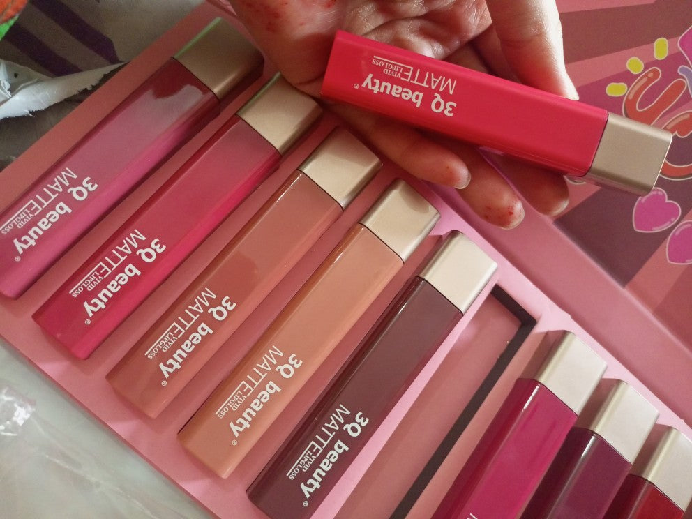 3Q Beauty 12 Color Matte Velvet Lip Gloss Set