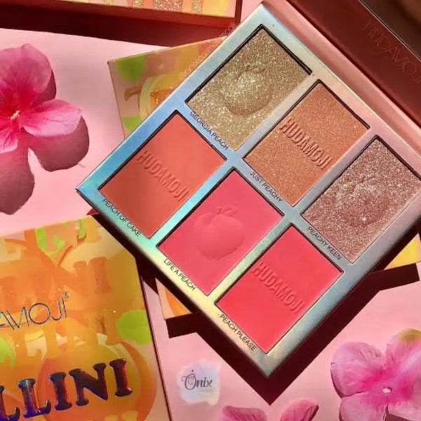 Sale 6 Color Hudamoji Bellini Blush + Highlighter Palette