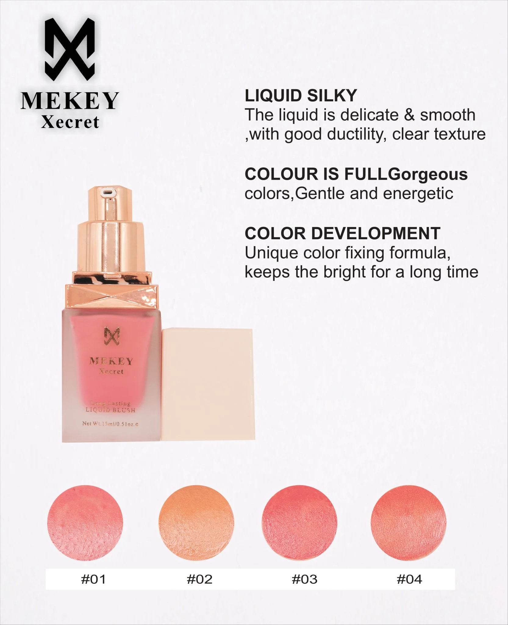 Mekey Xecret Long-Lasting Liquid Blush (15 ml)